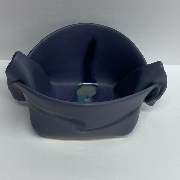 Hilborn Pottery Pinch Pot Vessel Periwinkle Purple Blue Signed Hand Crafted - Picture 1 of 12